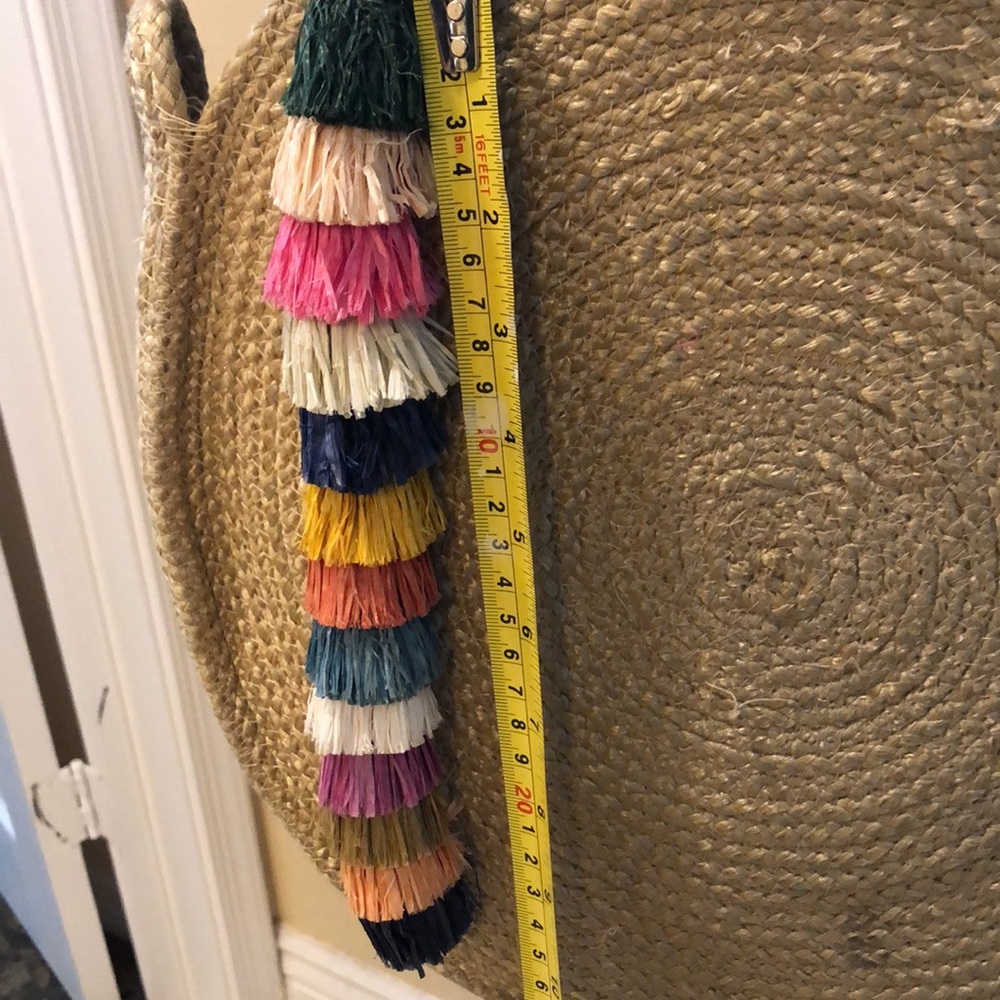 Jute Blend Round Shoulder Bag With Multi-Color Ta… - image 6